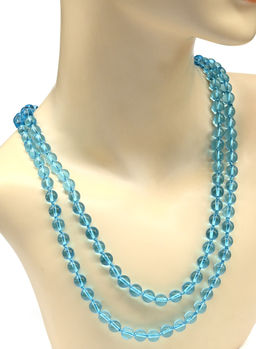 Бусы длинные шарик 8мм цв.голубой