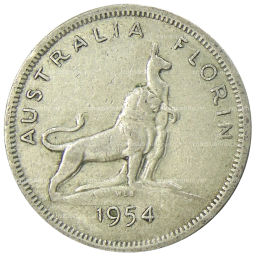 1 флорин (2 шиллинга) 1954 года Австралия  Королевский визит Елизаветы II