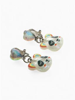 Цена за 2 шт. Серьги-клипсы детские «Выбражулька» панда с сердцем кристалл, цветные