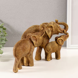 Фигурка 3D полистоун «Семья слонов», т. золото, 32.5×10×17.5 см