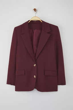 Limited Edition Bordo Regular Astarl? Dokuma Blazer Ceket TWOAW23BC00132