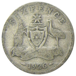 Монета 6 пенсов 1926 года Австралия