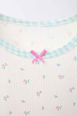 6-14 YEARS/ GINGHAM AND FLORAL T-SHIRT AND BERMUDA PYJAMAS - Zara фото 6