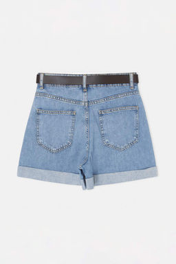 Mavi Kemer Detayl? Yuksek Bel City Boy Denim Sort TWOSS26SR00128 - Trendyolmilla фото 7
