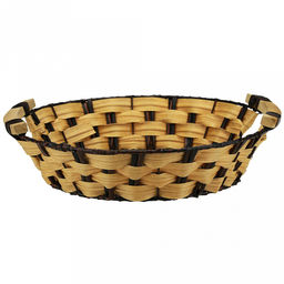 Корзина-сухарница плетеная "Береста" д29см h6,5см, полипропилен, бежевый, деревянные ручки, металлический каркас, форма "круглая" (Китай)
