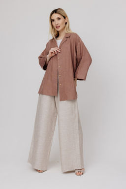 100% лен Блузка из льна - Синий лен фото 2