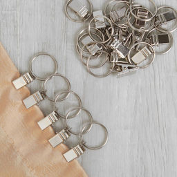 Цена за 2 шт. Кольцо для карниза, с зажимом, d=22/26 мм, 20 шт., цвет серебряный