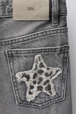 WIDE-LEG JEANS WITH ANIMAL PRINT STARS - Zara фото 4