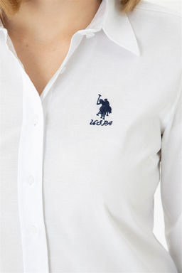 Женская белая базовая рубашка с длинным рукавом - U.s. polo assn фото 7