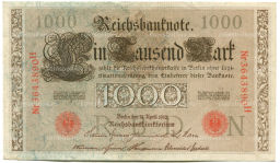 Банкнота 1000 марок 1910 года Германия
