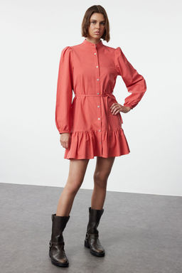 Gul Kurusu Kusakl? Duz Mini Kusakl? Uzun Kollu Mini Dokuma Elbise TWOAW24EL00795