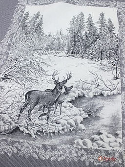 Рогожка Сочельник - зимний пейзаж (комп), ш.1.5м, хлопок-100%,160гр/м.кв, раппорт 64см
