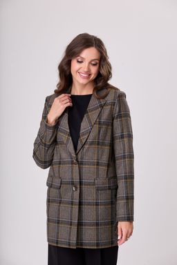 Жакет БелЭльСтиль 860 коричнево-желтая клетка