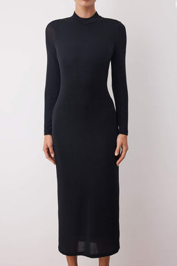 Siyah S?rt Detayl? Orme Elbise TPRAW26EL00016 - Trendyolmilla фото 3