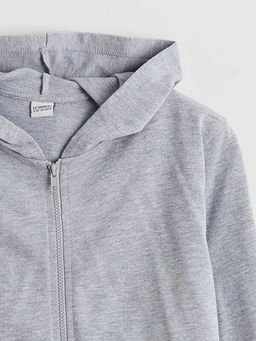 Kap??onlu Erkek ?ocuk Fermuarl? Sweatshirt