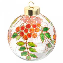 Елочная игрушка шар стеклянная д9,5см, люстр, ручная художественная роспись, подарочная упаковка (Россия)