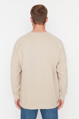 Bej Oversize/Genis Kesim Ici Polar/S?cak Tutan Reglan Kol Sweatshirt TMNAW23SW00190