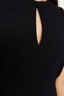 Siyah Cut Out Detayl? Bodycone/Vucuda Oturan Dik Yaka Orme Kalem Elbise TWOSS23EL02166