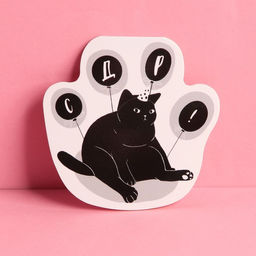 Цена за 5 шт. Открытка с дополнительным элементом С ДР, кот, 9,5 9,3 см