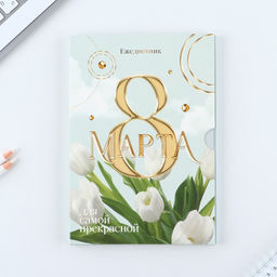 Ежедневник в мягкой обложке А5, 80 л, в подарочной коробке 8 Марта, тюлпаны - Artfox фото 2