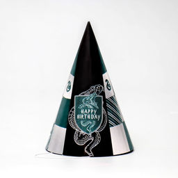 Цена за 10 шт. Колпак праздничный бумажный Happy Birthday, цвет зелёный