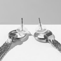 Серьги висячие Водопад кольцо, цвет серебро, 19,5см - Queen fair фото 3