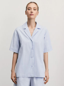 Рубашка с коротким рукавом из фактурного хлопка / Zarina  фото 3