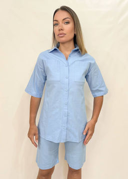 K12933 Костюм двойка: шорты и рубашка ГОЛУБОЙ