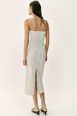 VESTIDO MIDI CORSETERO LUNARES / Blanco / Negro - Zara фото 13