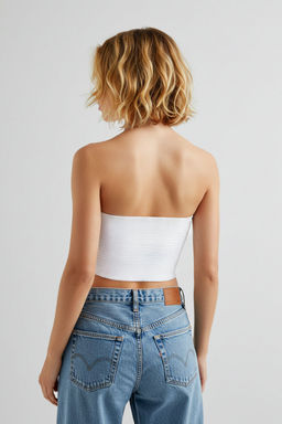 Trendyolmilla Siyah Straplez Dugme Detayl? Crop Dokuma Bluz TWOAW24BZ00421  фото 2