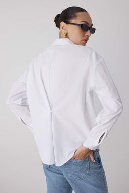 Beyaz Arkas? Dugme Detayl? Oversize Gomlek TWOAW26GO00009 - Trendyolmilla фото 14