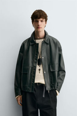 FAUX LEATHER JACKET WITH POCKETS - Zara фото 2