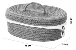 Хлебница плетеная с льняным мешком 35*25*13 см, серая - Elan gallery фото 2