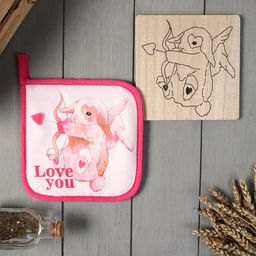 Набор кухонный Доляна Love you, подставка 15?15 см, прихватка 17?17 см