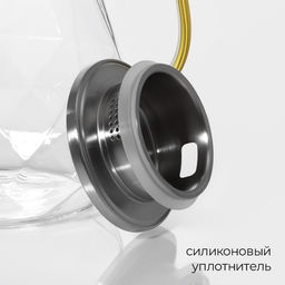 Кувшин для воды Magistro «Льдинка», 1.75 л, 14×21 см, с металлической крышкой, стекло, прозрачный