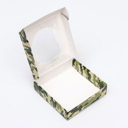Цена за 3 шт. Коробка сборная с окном, Камуфляж, 11.5?11.5?3 см