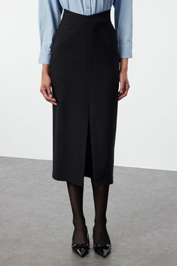 Trendyolmilla Siyah Fitted/Vucuda Oturan Gomlek Detayl? Maxi Dokuma Elbise TWOAW25EL00267  фото 3