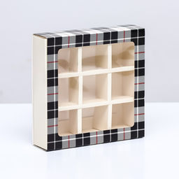 Цена за 2 шт. Коробка для 9 конфет с обечайкой, «Мужской» 13.8×13.8×3.8 см