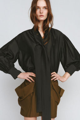 ZW COLLECTION SATIN SCARF SHIRT - Zara фото 23