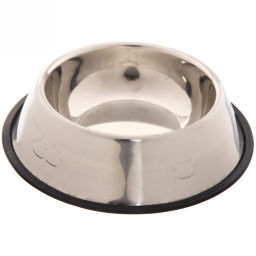 Цена за 2 шт. Миска металлическая для животных "ЛАПКИ", чёрный пластиковый ободок, размер L, 21,5*6см/500мл