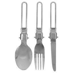 Набор туристических приборов maclay: нож, вилка, ложка, складные, нержавеющая сталь