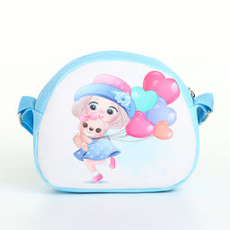 Сумка детская «Малышка с шариками», для девочки, на молнии, голубая