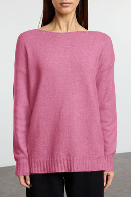 Pembe Yunlu Kay?k Yaka Basic Triko Kazak TWOAW25KZ00010