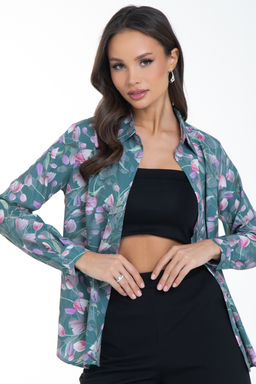 Рубашка Жаклин (тюльпаны, грин) - Diolche фото 12