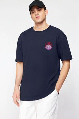 TRENDYOL MAN Ekru Unisex Oversize/Genis Kesim Etnik S?rt Bask?l? %100 Pamuklu T-shirt TMNSS23TS00212 - Trendyolmilla фото 2