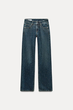TRF RELAXED OVERSIZE RHINESTONE MID-WAIST JEANS - Zara фото 7