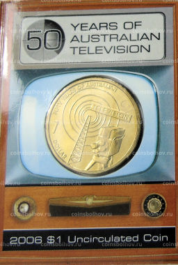 Монета 1 доллар 2006 года S Австралия 50 лет австралийскому телевидению (в блистере)