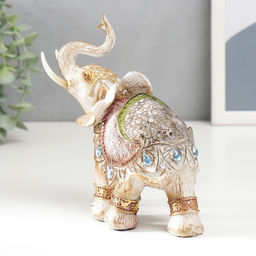 Фигурка полистоун «Слон в попоне с сапфирами», под дерево, 14×16×7.5 см