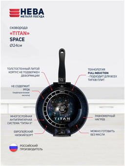 Сковорода 24 "Titan Space" индукция н/р арт.918124i, НЕВА