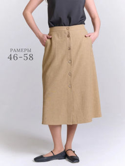 Льняная юбка с резинками по бокам Лен-40% Вискоза-30% ПЭ-30%
